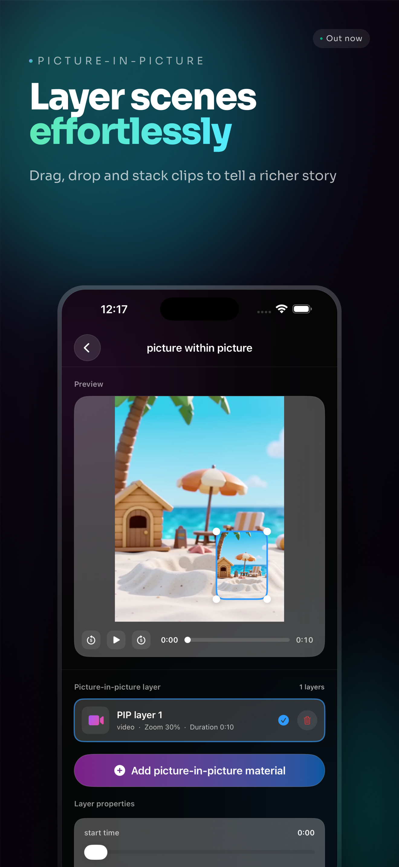 AuraVideo English App Store preview: Stickers, text, and picture-in-picture