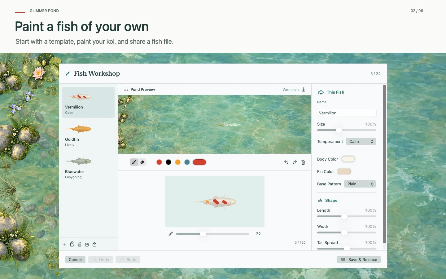 Glimmer Pond · Paint your own koi
