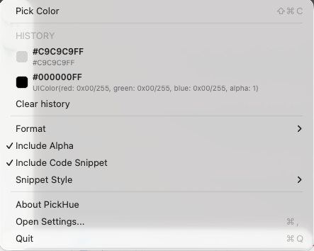 Menu screenshot